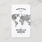 Minimal Travel Planner Zilveren Wereldkaart Visitekaartje (Voorkant)