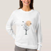 Minimal Tree & Birds Sunset Women’s T-Shirt (Voorkant)