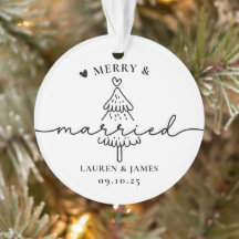 Minimal Tree Merry en Married Pas getrouwd Christm