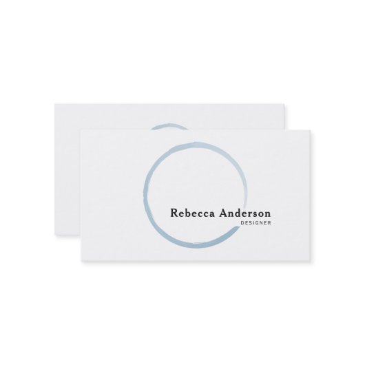 Minimal Trendy Blue Waterverf Circle Visitekaartje (Voorkant / Achterkant in situ)