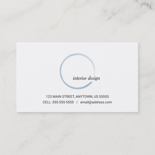 Minimal Trendy Blue Waterverf Circle Visitekaartje (Achterkant)