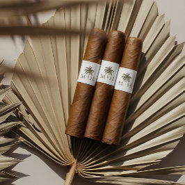 Minimal Tropical Palm Tree Monogram Cigar Bands Etiket