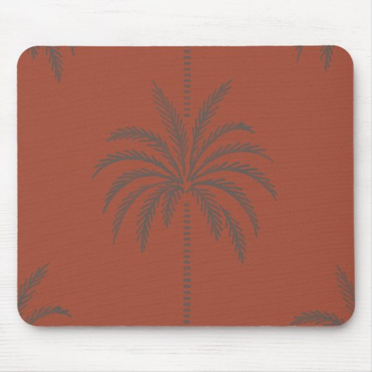 Minimal Tropical Palm Tree Pattern Terracotta Muismat (Voorkant)