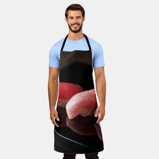 Minimal Tuna Sushi Apron – Luxe Japanese Style Schort (Gedragen)