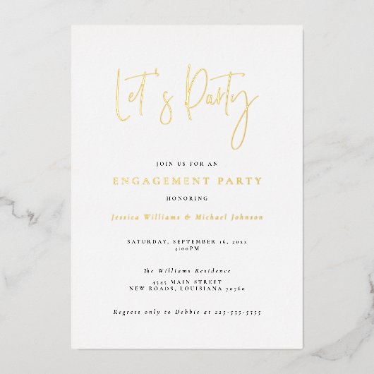 Minimal Typography Engagement Party Folie Uitnodiging (Voorkant)
