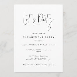 Minimal Typography Engagement Party Kaart