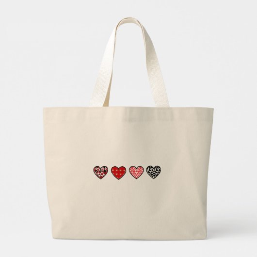 minimal valentine hearts / “cute love pattern” grote tote bag (Achterkant)