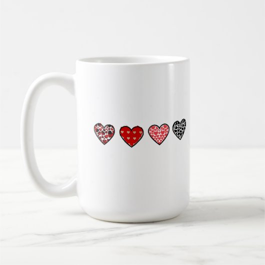 minimal valentine hearts / “cute love pattern” koffiemok (Links)
