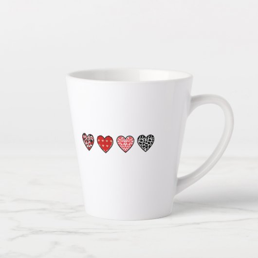 minimal valentine hearts / “cute love pattern” latte mok (Rechts)