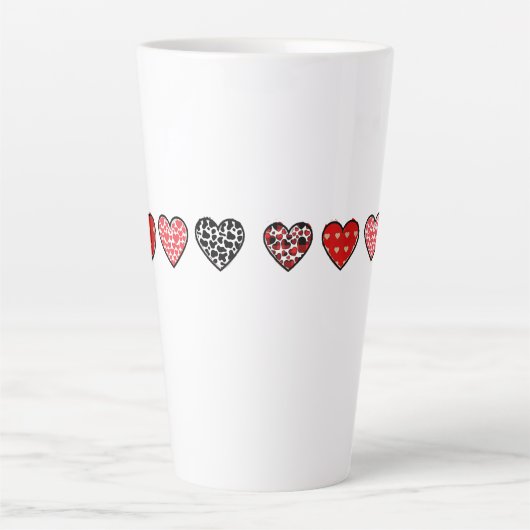 minimal valentine hearts / “cute love pattern” latte mok (Voorkant)