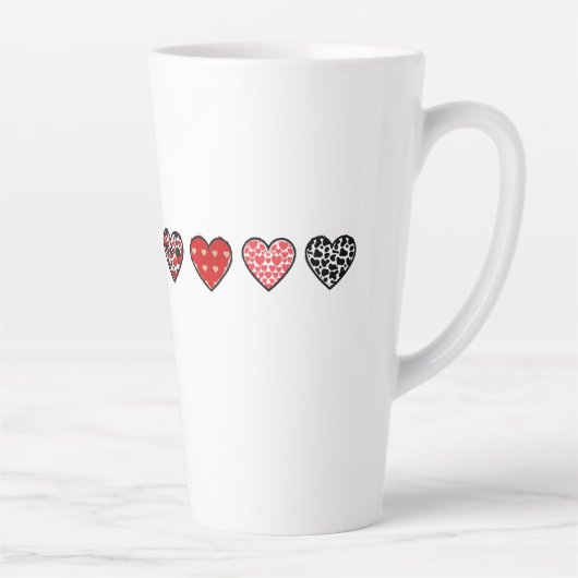 minimal valentine hearts / “cute love pattern” latte mok (Rechts)