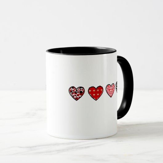 minimal valentine hearts / “cute love pattern” mok (Voorkant rechts)