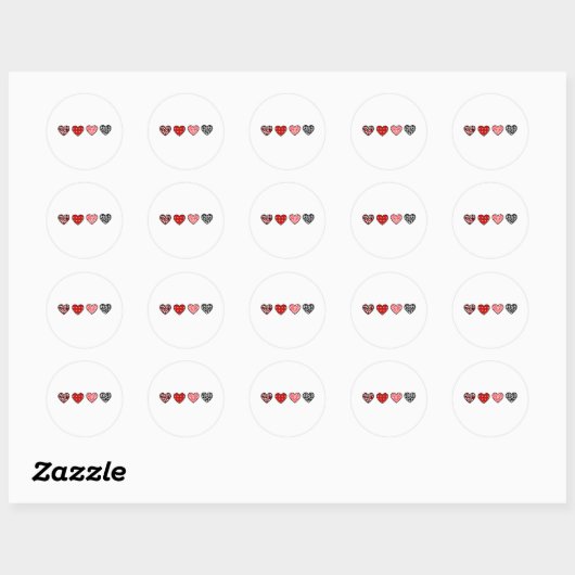 minimal valentine hearts / “cute love pattern” ronde sticker (Vel)