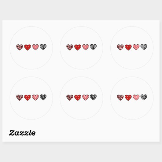 minimal valentine hearts / “cute love pattern” ronde sticker (Vel)