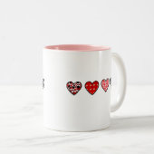 minimal valentine hearts / “cute love pattern” tweekleurige koffiemok (Voorkant rechts)