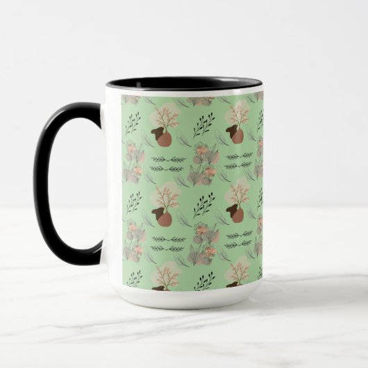 Minimal vase, feathers and floral boho art- mok (Links)