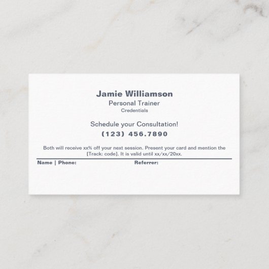 Minimal Verwijs een collega grijs wit rood Aanbevelingskaartje (Achterkant)