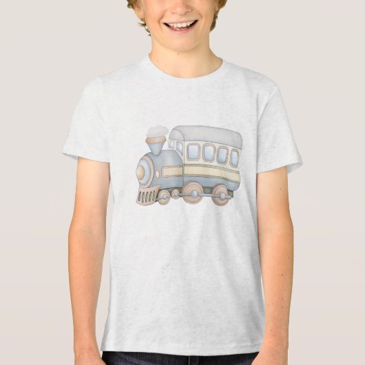 Minimal Vintage Train Engine Illustration Tri-Blend Shirt (Voorkant)