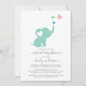 Minimal Virtual Baby shower Mint Elephant Kaart (Voorkant)