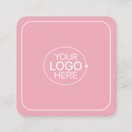 Minimal Voeg je Logo Blush Pink Calligrafie toe Vierkante Visitekaartje (Voorkant)