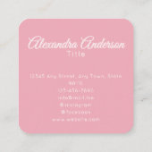 Minimal Voeg je Logo Blush Pink Calligrafie toe Vierkante Visitekaartje (Achterkant)