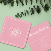 Minimal Voeg je Logo Blush Pink Calligrafie toe Vierkante Visitekaartje