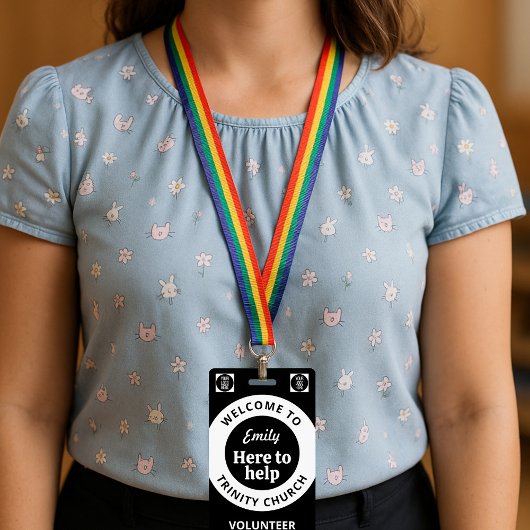 Minimal Volunteer Lanyard Badge Logo & QR code