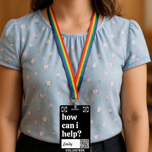 Minimal Volunteer Lanyard Badge Logo & QR code