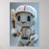 Minimal Voxel Athlete in White Uniform – Baseball Poster (Voorkant)