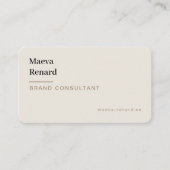 Minimal Warm Beige Linen Texture QR Code Freelance Visitekaartje (Voorkant)