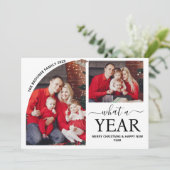 Minimal Wat een jaar Multi Photo Collage Kerstmis Kaart (Staand voorkant)