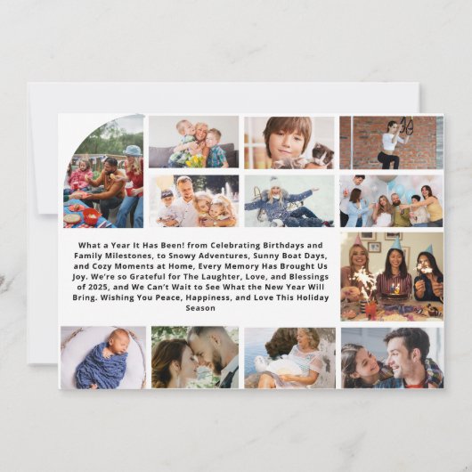 Minimal Wat een jaar Multi Photo Collage Kerstmis Kaart (Achterkant)