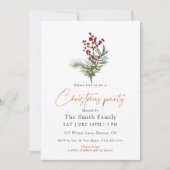 Minimal Watercolor Berry Christmas Party Kaart (Voorkant)