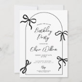 Minimal watercolor black bow arch birthday kaart (Voorkant)