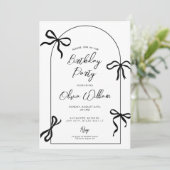 Minimal watercolor black bow arch birthday kaart (Staand voorkant)