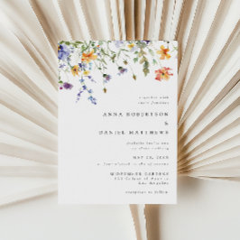 Minimal Watercolor Wildflower Wedding Invitation Kaart
