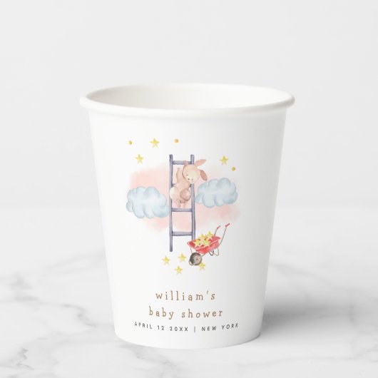 Minimal Waterverf Boho Bunny Stars Baby shower Papieren Bekers (Voorkant)