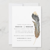 Minimal Waterverf Feather Repetial Dinner Invite Kaart (Voorkant)