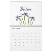 Minimal Waterverf Iris Flowers Motivatie woorden Kalender (Mar 2026)