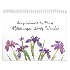 Minimal Waterverf Iris Flowers Motivatie woorden Kalender