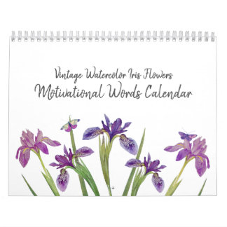 Minimal Waterverf Iris Flowers Motivatie woorden Kalender