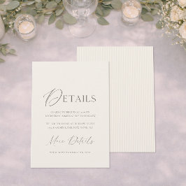 Minimal Wedding Details Card | Neutral Classic Kaart