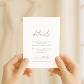 Minimal Wedding Details Card with Soft Calligraphy Kaart