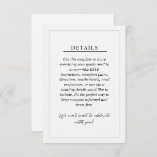 Minimal Wedding Details Enclosure Card Informatiekaartje