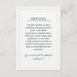 Minimal Wedding Details Enclosure Card Informatiekaartje