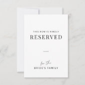 Minimal Wedding Family Reserved Row Tag (Voorkant)
