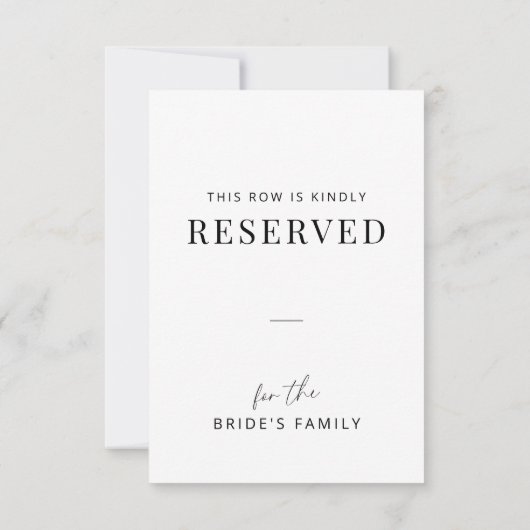 Minimal Wedding Family Reserved Row Tag (Achterkant)
