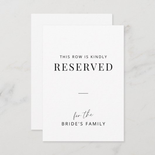 Minimal Wedding Family Reserved Row Tag (Voorkant / Achterkant)