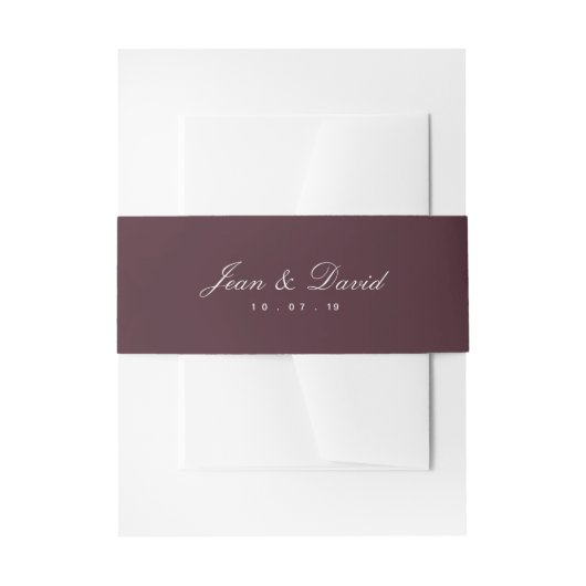 Minimal Wedding Invitation Belly Band - Bourgogne Uitnodigingen Wikkel (Voorkant Voorbeeld)