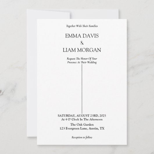 Minimal Wedding Invitation card Kaart (Voorkant)